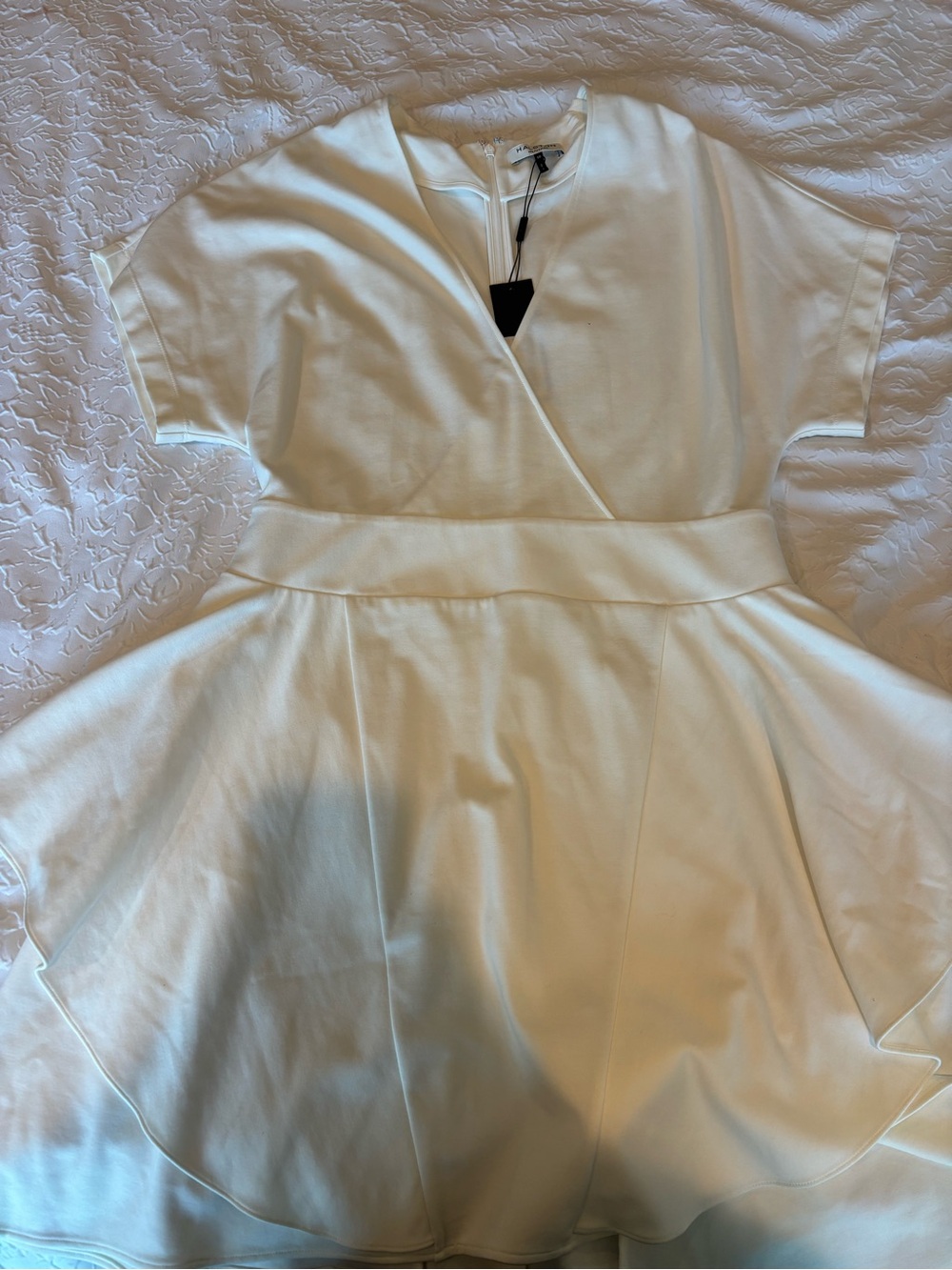 Halston Heritage Cream Wrap-Style Mini Dress